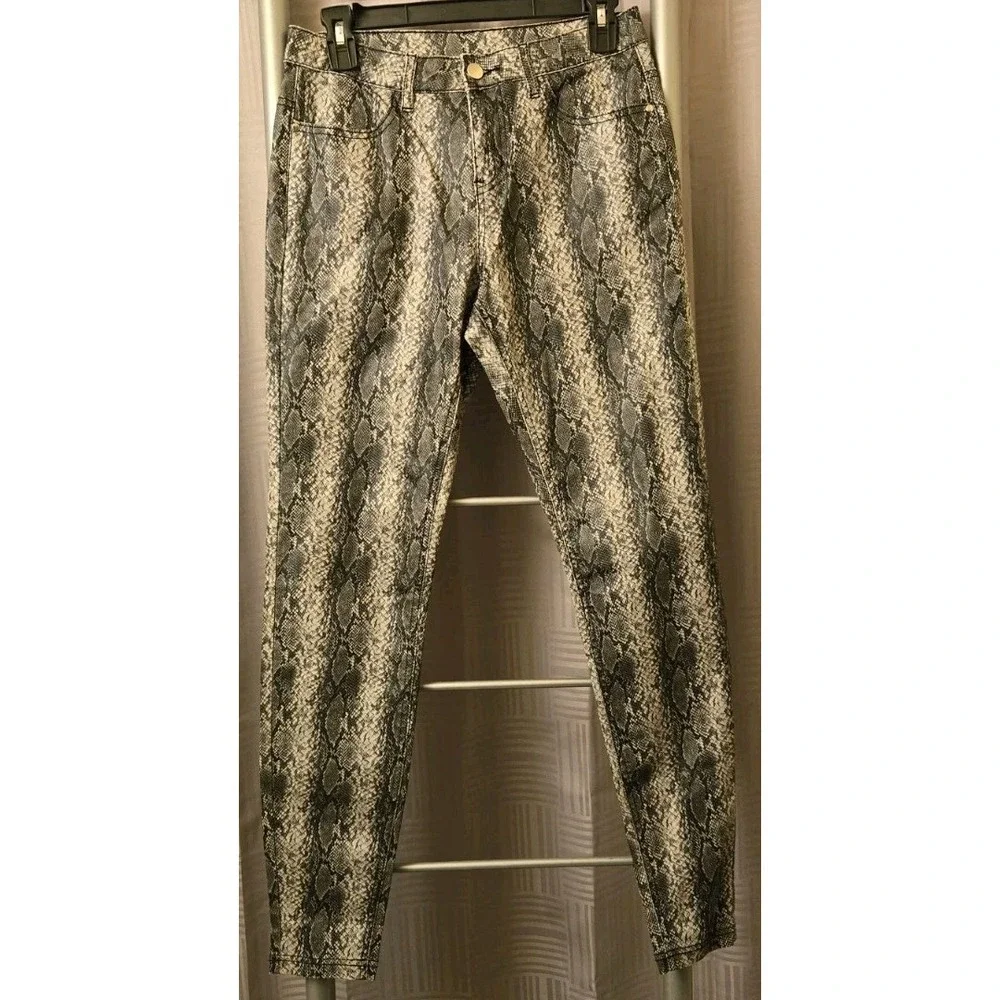 HUE Python Print Denim Leggings Women's Small Snakeskin Ultra Soft Stretch Pants